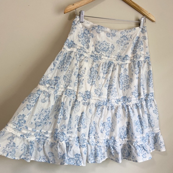 Chaps Blue and White Tiered Mini Skirt - Picture 3 of 6